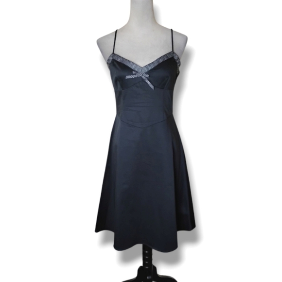 Vintage Jodi Kristopher Black Bow Dress Preppy 90s Y2K Mall Girl Size 7/8 - Picture 1 of 9